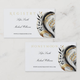 Moderne Schwarz-weiße und goldene Hochzeitsregistr Visitenkarte