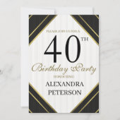 Moderne Schwarz-weiße und goldene Streifen zum Geb Einladung (Vorderseite)