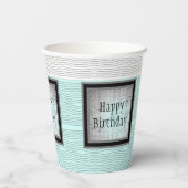 Moderne Schwarz-weiße und graue Gemustert Pappbecher (Rückseite)