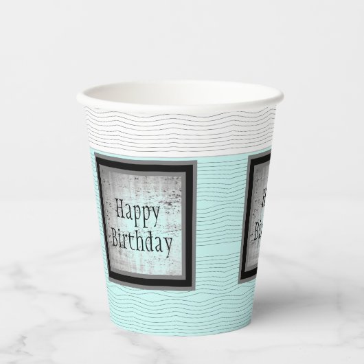 Moderne Schwarz-weiße und graue Gemustert Pappbecher (Vorderseite)