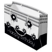 Moderne Schwarz-weiße und graue Große Geschenktüte (Rückseite Schrägansicht)