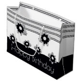 Moderne Schwarz-weiße und graue Große Geschenktüte (Vorderseite Schrägansicht)