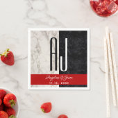 Moderne Schwarz-weiße und rote Hochzeitstile aus M Serviette (Beispiel)