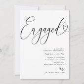 Moderne schwarz-weiße Verlobungsparty Einladung (Vorderseite)