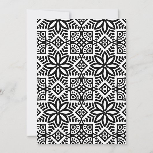 Moderne Schwarz-weiße Volksblumenhochzeit Einladung (Rückseite)