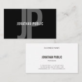 Moderne Schwarz-weiße Vorlage für Monogramm, Minim Visitenkarte (Vorne/Hinten)