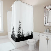 Moderne Schwarz-weiße Waldbaummindestbedingungen Duschvorhang (Beispiel)