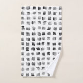 Moderne Schwarz-weiße Wasserfarben-Quadrate Badhandtuch Set (Handtuch)