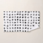 Moderne Schwarz-weiße Wasserfarben-Quadrate Badhandtuch Set (Handtuch)