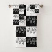 Moderne Schwarz-weiße Weihnachtsbaummöbel Badhandtuch Set (Insitu)