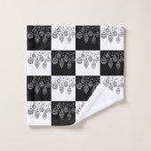 Moderne Schwarz-weiße Weihnachtsbaummöbel Badhandtuch Set (Waschlappen)