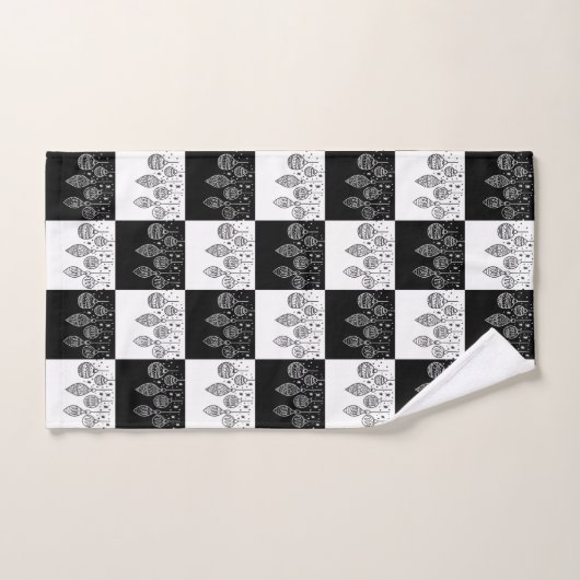Moderne Schwarz-weiße Weihnachtsbaummöbel Badhandtuch Set (Handtuch)