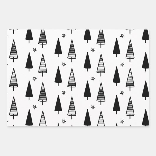 Moderne schwarz-weiße Weihnachtsbaumstämme Geschenkpapier Set (Vorderseite 3)
