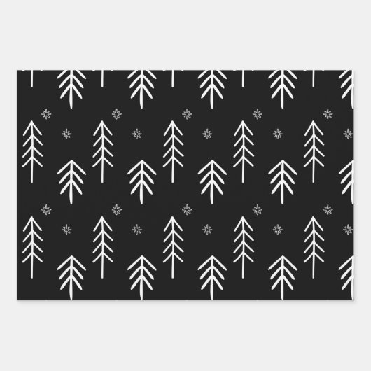 Moderne schwarz-weiße Weihnachtsbaumstämme Geschenkpapier Set (Vorderseite 2)