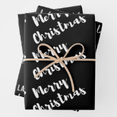 Moderne Schwarz-weiße Weihnachtskalligraphie Geschenkpapier Set (Beispiel)