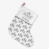 Moderne Schwarz-weiße Weihnachtsrustikale Typograf Großer Weihnachtsstrumpf (Vorderansicht (hängend))