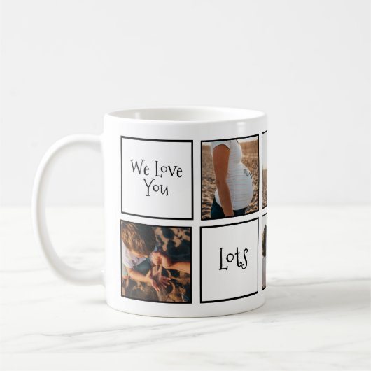 Moderne Schwarz-weiße Wir Liebe Sie lieben Mama 6 Kaffeetasse (Links)