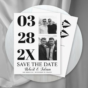 Moderne schwarz-weiße zweifache Foto-gay Save-the- Postkarte