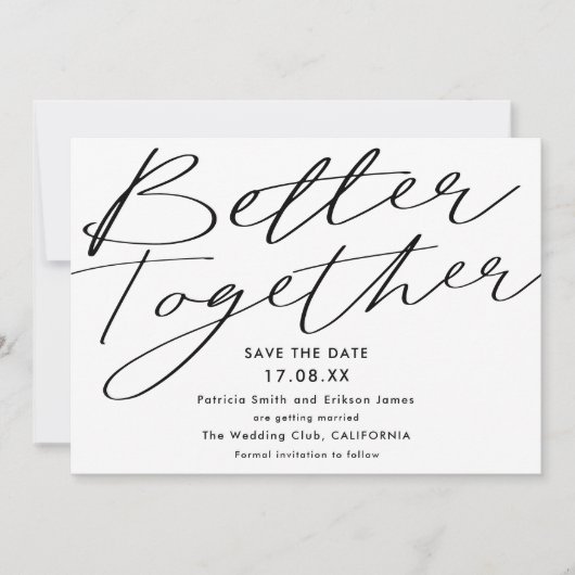 Moderne Schwarz-weißer Save the Date (Vorderseite)