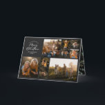 Moderne schwarze 11 Foto botanische Familie Feiertagskarte<br><div class="desc">Frohe Weihnachten. Moderne minimale Multi-Foto Aquarellschrift Scriptkarte. Handgemalte Eukalyptus,  minimales Laub und modernes rustikales Rattanfeuer verleihen dieser Ferienkarte ein luxuriöses Ambiente. In edlem Weiß,  schwarz,  grün,  braun und grau. Jahr in Überprüfung 11 Foto Design.</div>