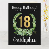 Moderne schwarze 18. Geburtstagsmänner Karte (Gelbe Blume)