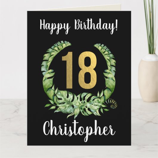 Moderne schwarze 18. Geburtstagsmänner Karte (Vorderseite)