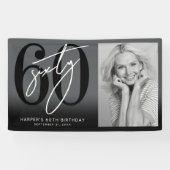 Moderne schwarze 60er Geburtstagsfeier Banner (Horizontal)