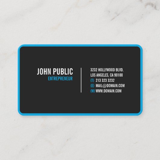 Moderne schwarze abgerundete Ecken Visitenkarte (Vorderseite)