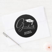 Moderne schwarze Abschlussfeier Runder Aufkleber (Umschlag)