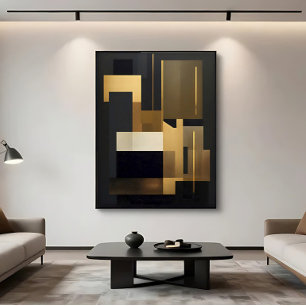 Moderne schwarze abstrakte Geometrie  Leinwanddruck