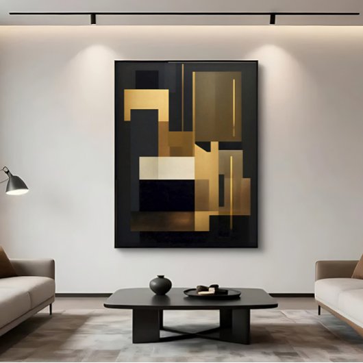 Moderne schwarze abstrakte Geometrie Leinwanddruck