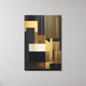 Moderne schwarze abstrakte Geometrie Leinwanddruck (Vorderseite)