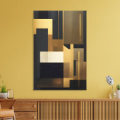 Moderne schwarze abstrakte Geometrie Leinwanddruck (Insitu (Wohnzimmer))