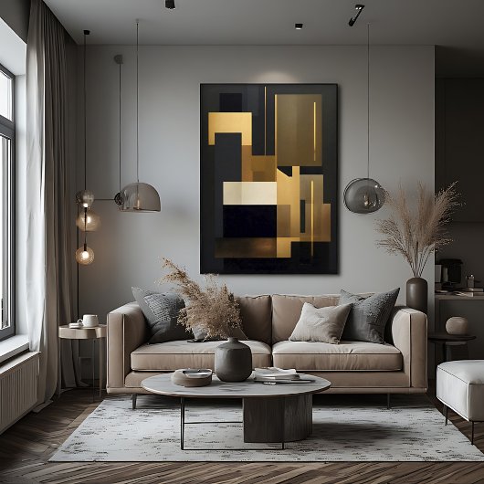 Moderne schwarze abstrakte Geometrie Poster