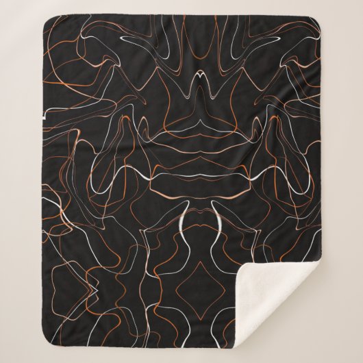Moderne schwarze abstrakte Linienkunst Fleece-Deck Sherpadecke (Vorderseite)