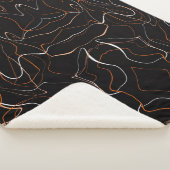 Moderne schwarze abstrakte Linienkunst Fleece-Deck Sherpadecke (3/4)