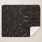 Moderne schwarze abstrakte Linienkunst Fleece-Deck Sherpadecke (Vorderseite (Horizontal))