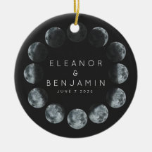 Moderne schwarze Aquarellfarben-Mondphasen Hochzei