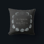 Moderne schwarze Aquarellfarben-Mondphasen Hochzei Kissen<br><div class="desc">Moderner Schwarzer Wasserfarbenfroh-Moon-Phasen Celestial Wedding Custom Throw Kissen</div>