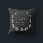 Moderne schwarze Aquarellfarben-Mondphasen Hochzei Kissen<br><div class="desc">Moderner Schwarzer Wasserfarbenfroh-Moon-Phasen Celestial Wedding Custom Throw Kissen</div>