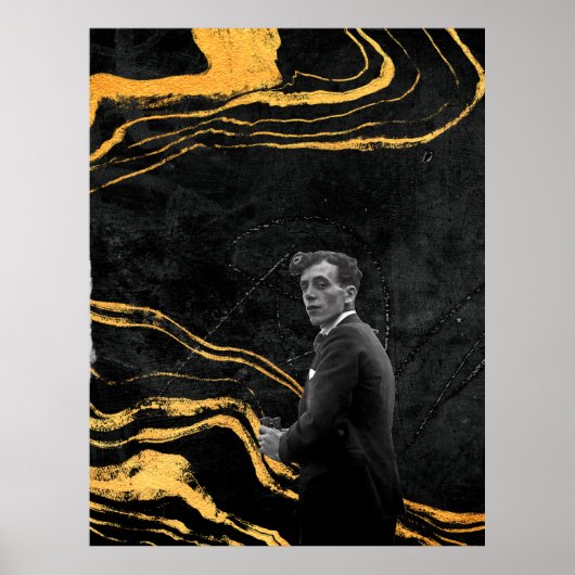 Moderne schwarze Ästhetik mit Cutout-Marmorierung Poster (Vorne)