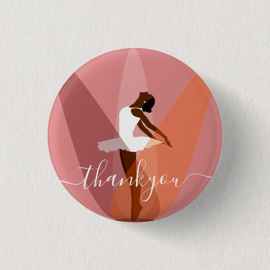 Moderne schwarze Ballerina Ballett-Tänzerin-Illust Button (Vorderseite)
