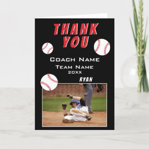 Moderne schwarze Baseball-Dankeschön-Trainer-Fotok Dankeskarte