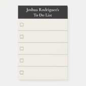 Moderne schwarze Beige für Namensliste Post-it Klebezettel (Vorderseite)