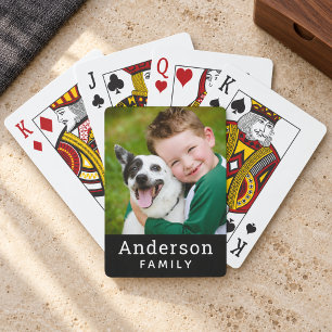 Moderne schwarze benutzerdefinierte Familienname F Spielkarten