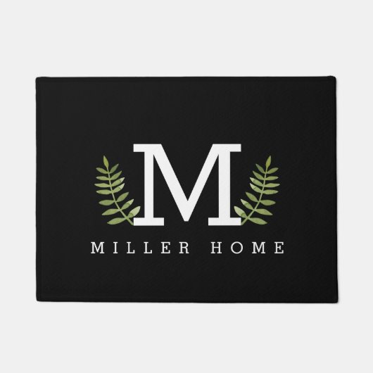 Moderne schwarze, benutzerdefinierte Familienname  Fußmatte (Vorderseite)