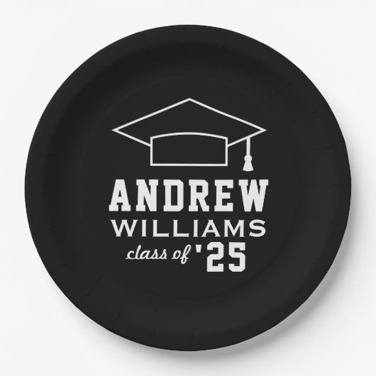 Moderne schwarze benutzerdefinierte Graduierungspa Pappteller (Vorderseite)