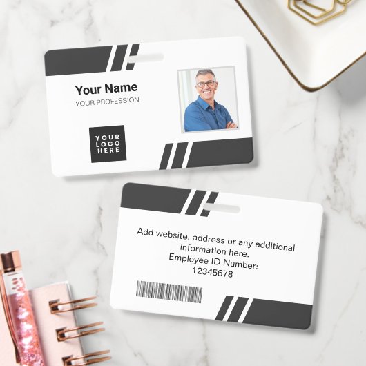 Moderne schwarze benutzerdefinierte Mitarbeiter-ID Ausweis (Büro)