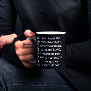 Moderne schwarze Bibelstelle Jeremia 29:11 Zweifarbige Tasse