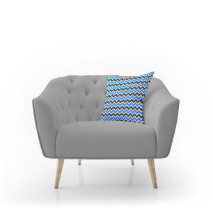 Moderne schwarze blaue Chevron-Muster-Wurfkissen Kissen